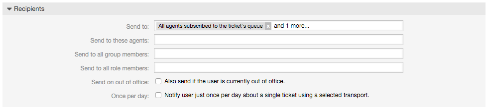 Customizing a notification's recipients