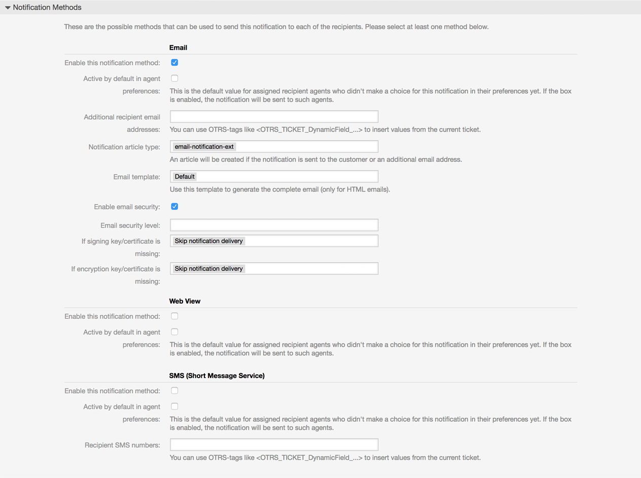 Customizing notification methods