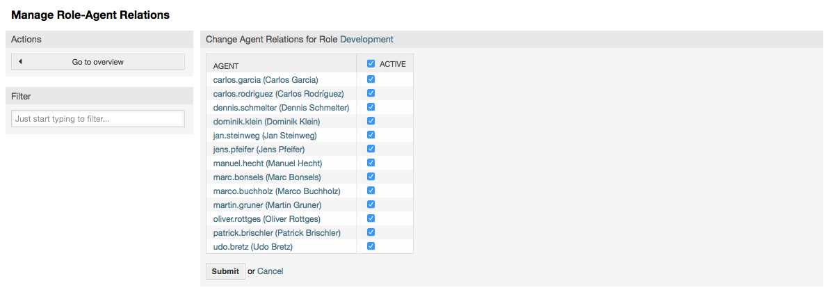 Change the agents associated with a specific role