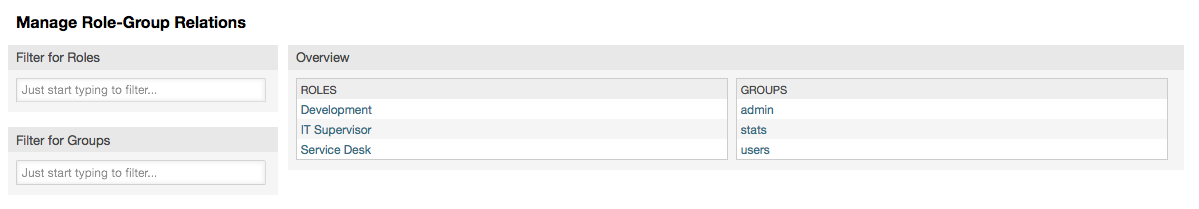 Manage roles-groups relations