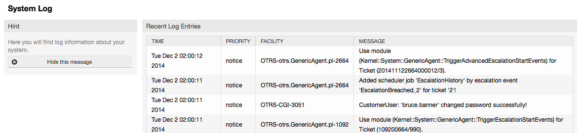 System Log