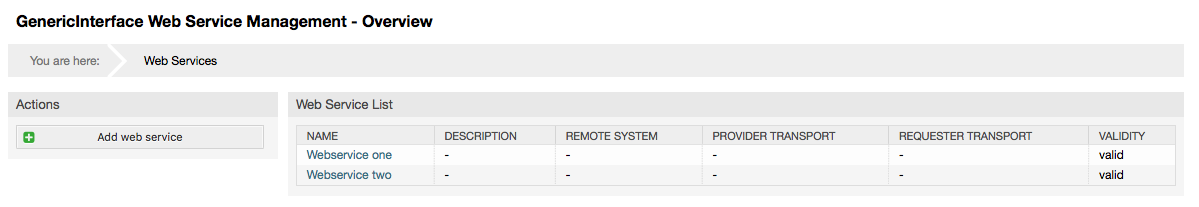 The graphical interface for web services