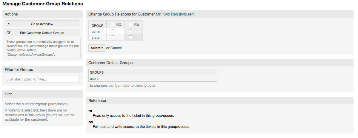 Change Group relations for a Customer