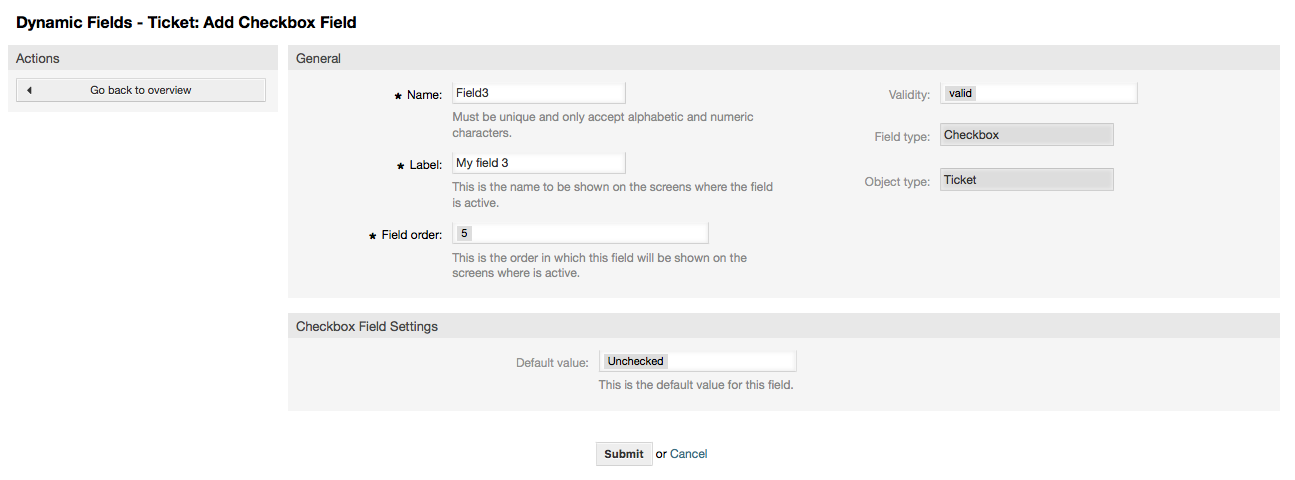 Dynamic field Checkbox configuration dialog