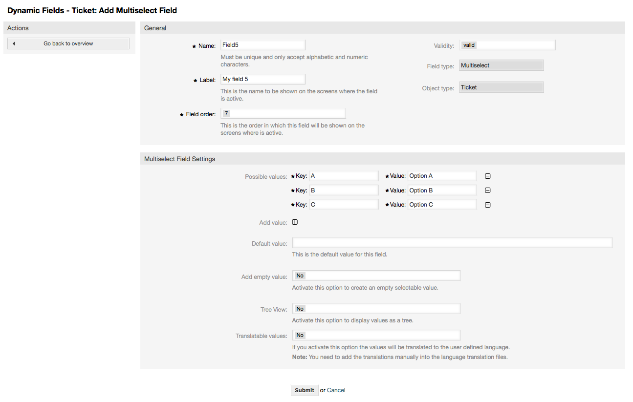 Dynamic field Multiselect configuration dialog