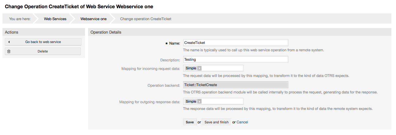 Web service operation