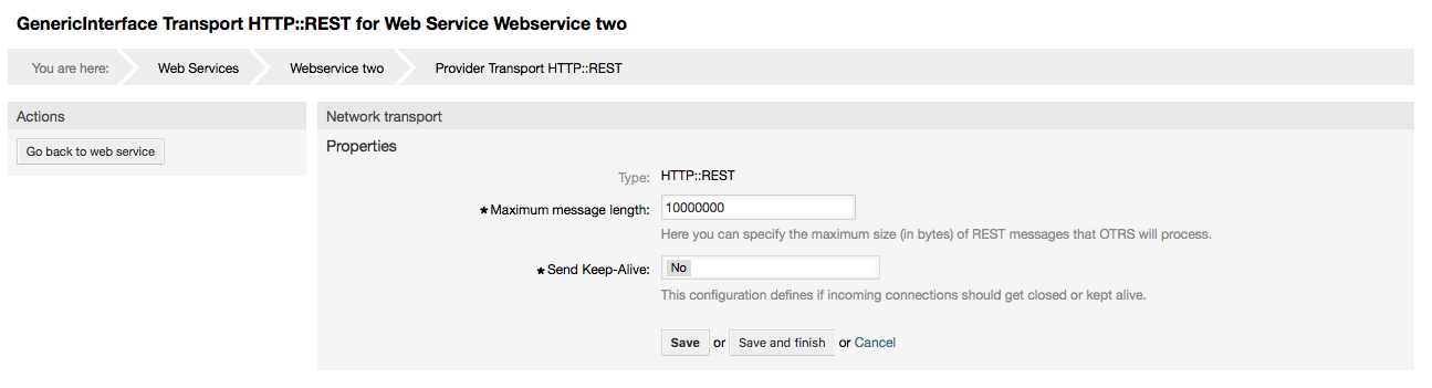 Web service provider network transport (HTTP::REST)