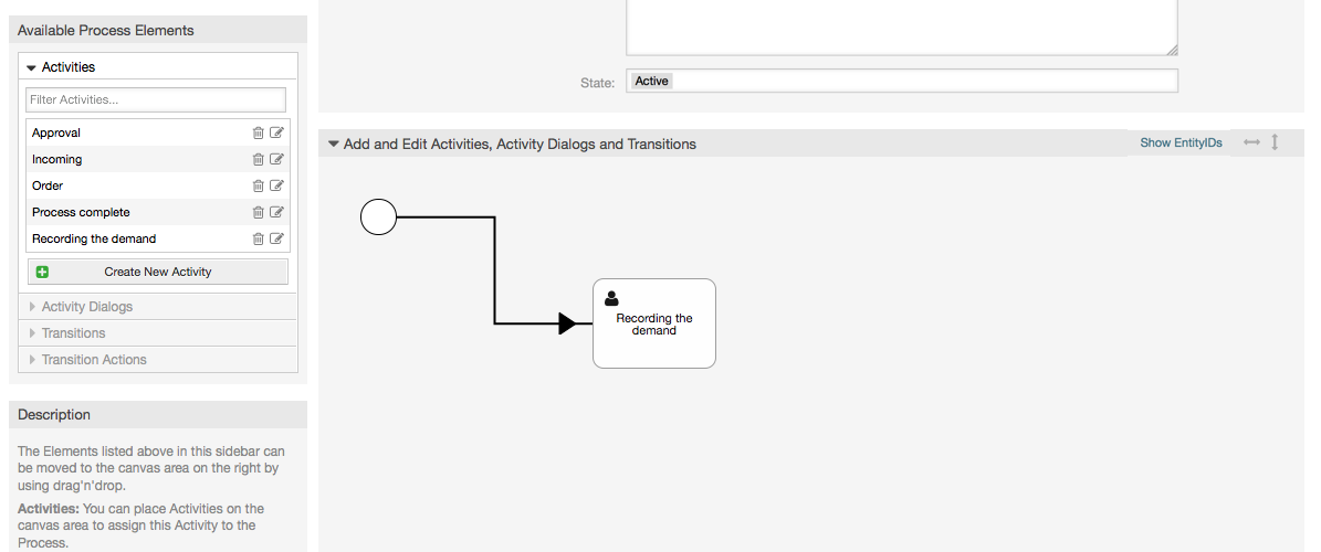 Drag first Activity into the canvas