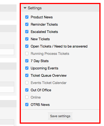 Dashboard Settings