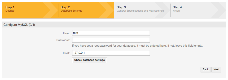 Database credentials