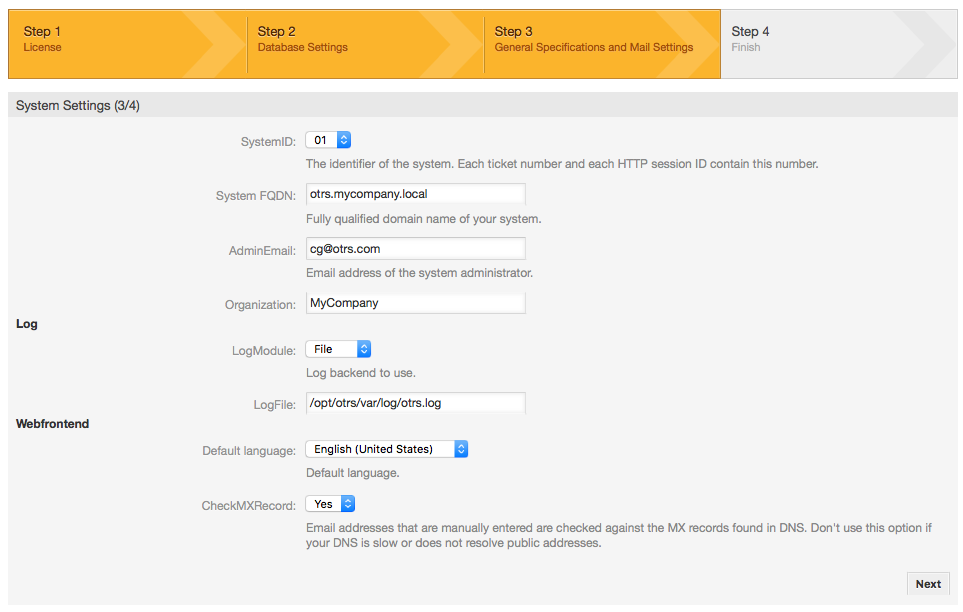 System settings