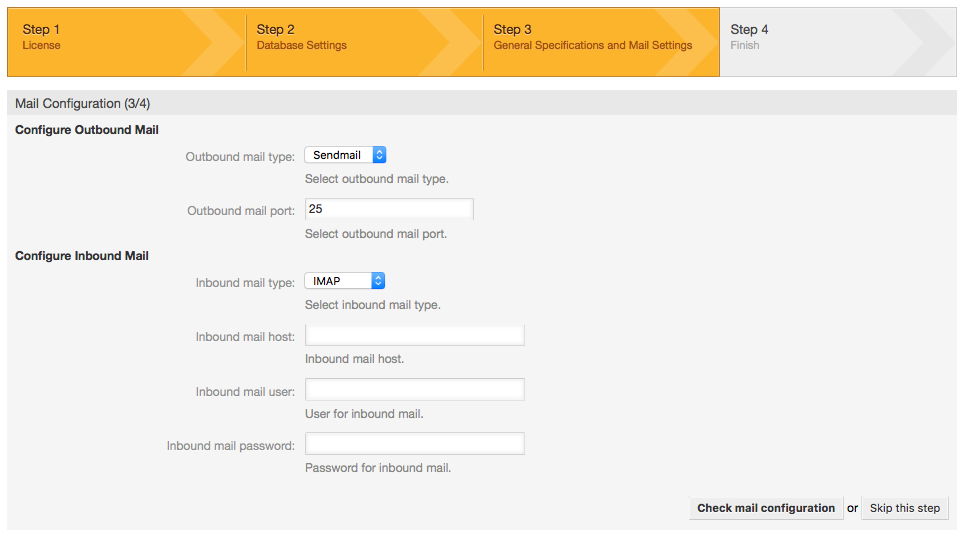 Mail configuration